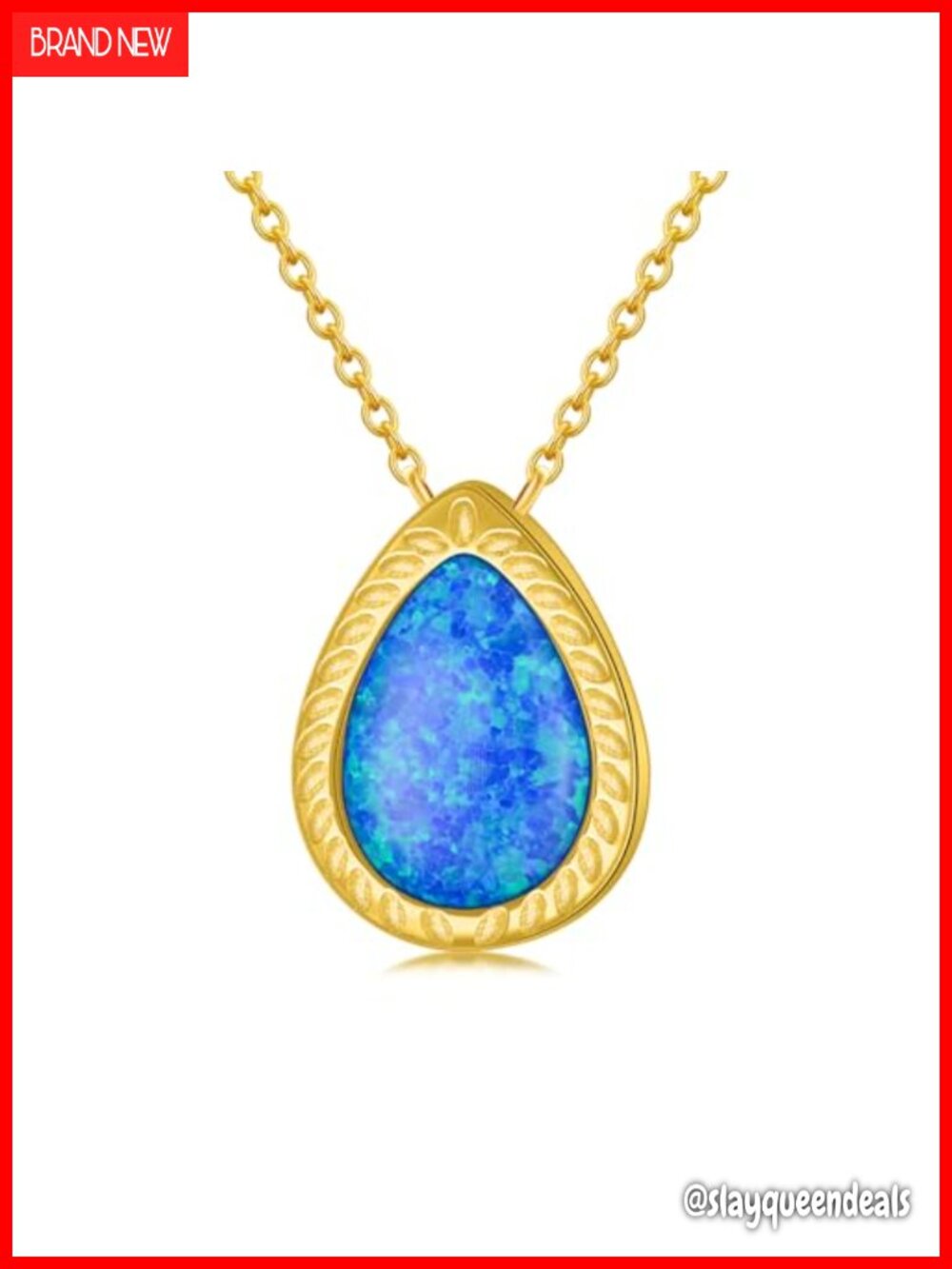 14k Solid Gold Opal Teardrop Pendant Necklace 16-18in Fine Jewelry Gift